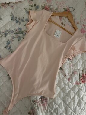 Free People Women’s Square Neck Bodysuit - Light Blush Pink